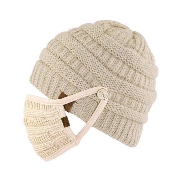 CC Unisex Thick Soft Knit Beanie + Knit Facemask - Picture 9 of 13